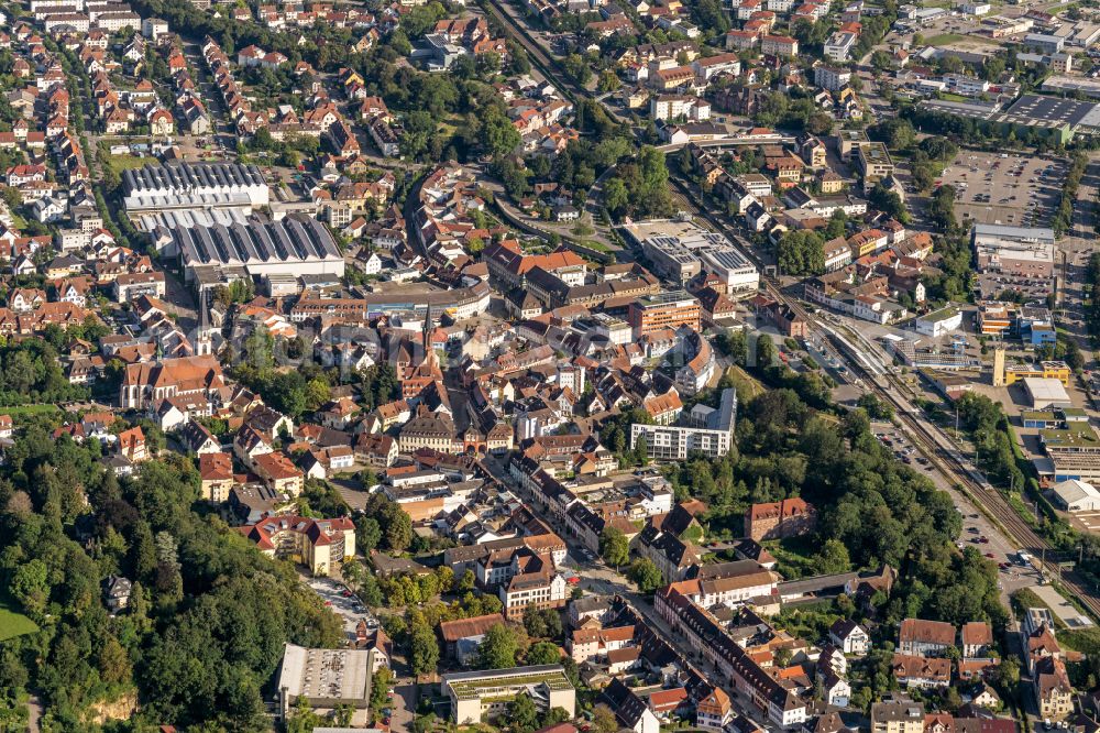 Emmendingen from above - City view on down town in Emmendingen in the state Baden-Wuerttemberg, Germany