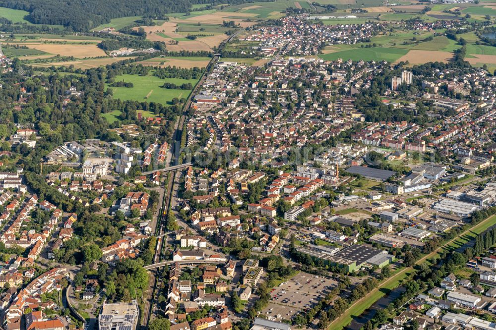 Emmendingen from the bird's eye view: City view on down town in Emmendingen in the state Baden-Wuerttemberg, Germany