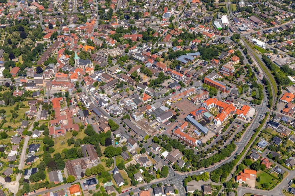 Ennigerloh from the bird's eye view: City view of the city area of in Ennigerloh in the state North Rhine-Westphalia, Germany