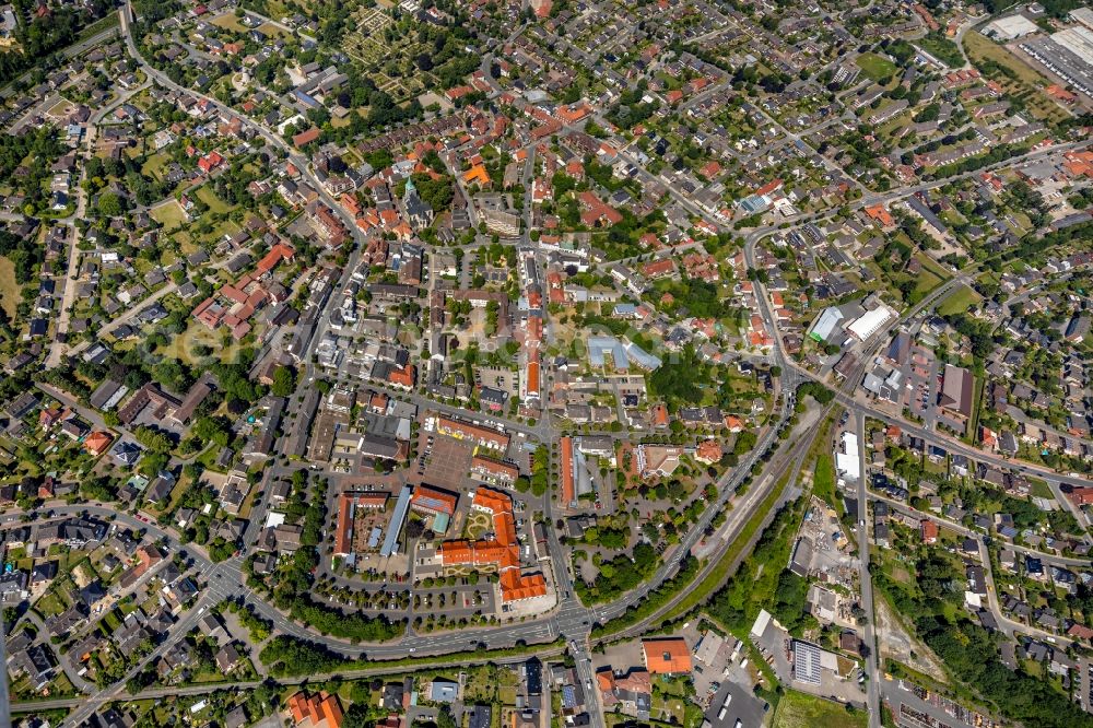 Ennigerloh from the bird's eye view: City view of the city area of in Ennigerloh in the state North Rhine-Westphalia, Germany