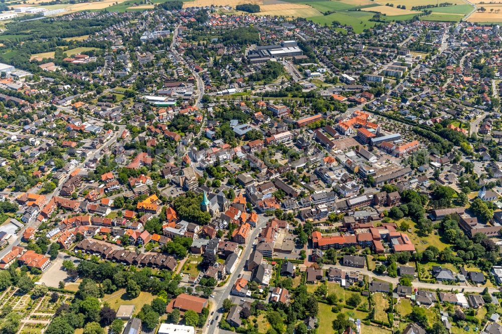 Ennigerloh from the bird's eye view: City view of the city area of in Ennigerloh in the state North Rhine-Westphalia, Germany