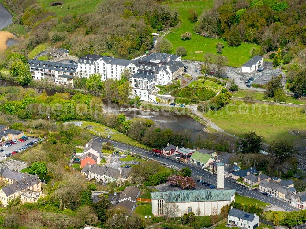Ennistymon from above - City view of the city area of in Inis DA?omain in An Clar, Ireland