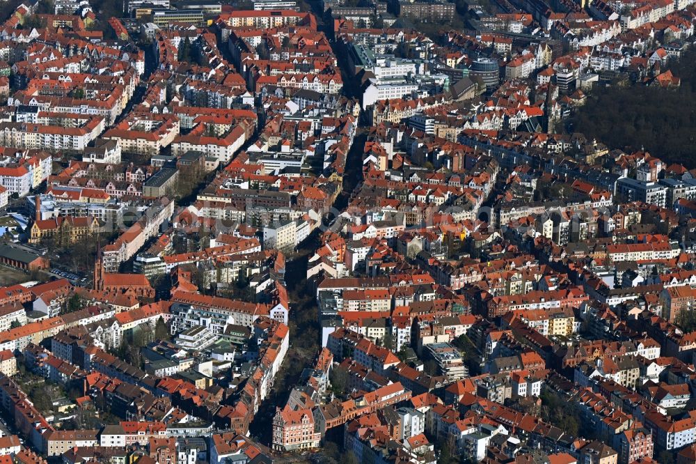 Hannover from above - City view on down town along the Lister Meile in the district List in Hannover in the state Lower Saxony, Germany