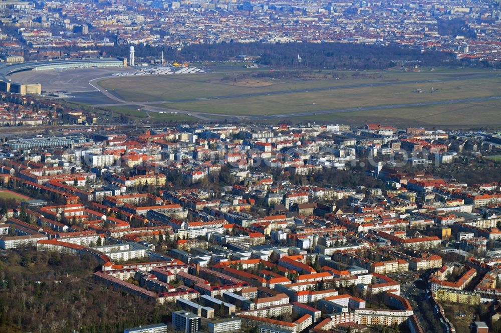 Berlin from above - City view on down town along the Manteuffelstrasse in the district Tempelhof in Berlin, Germany