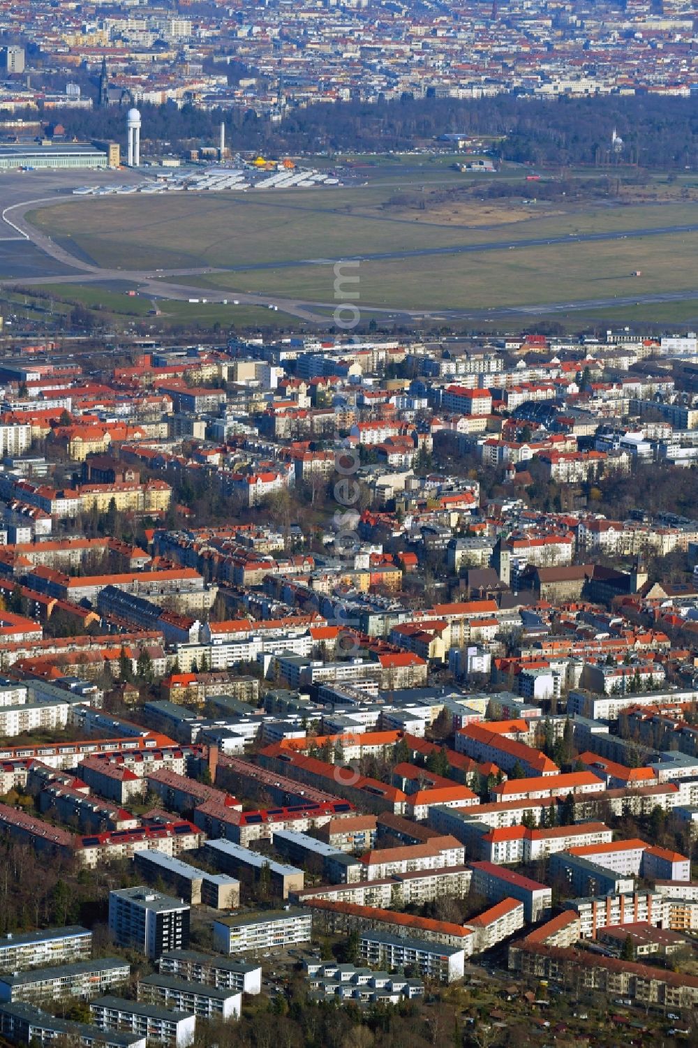 Berlin from the bird's eye view: City view on down town along the Manteuffelstrasse in the district Tempelhof in Berlin, Germany