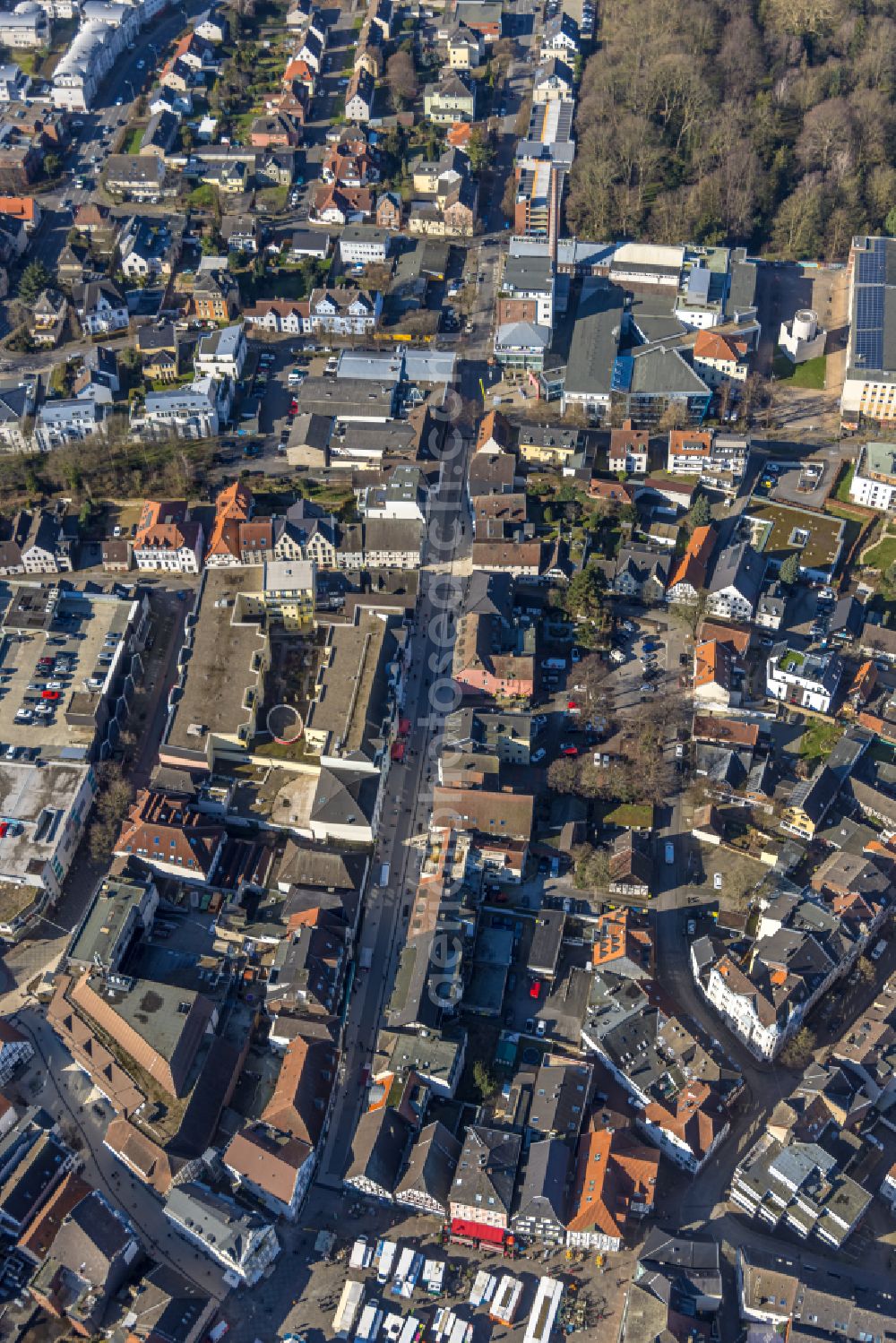 Aerial photograph Unna - city view on down town along the Massener Strasse in Unna at Ruhrgebiet in the state North Rhine-Westphalia, Germany