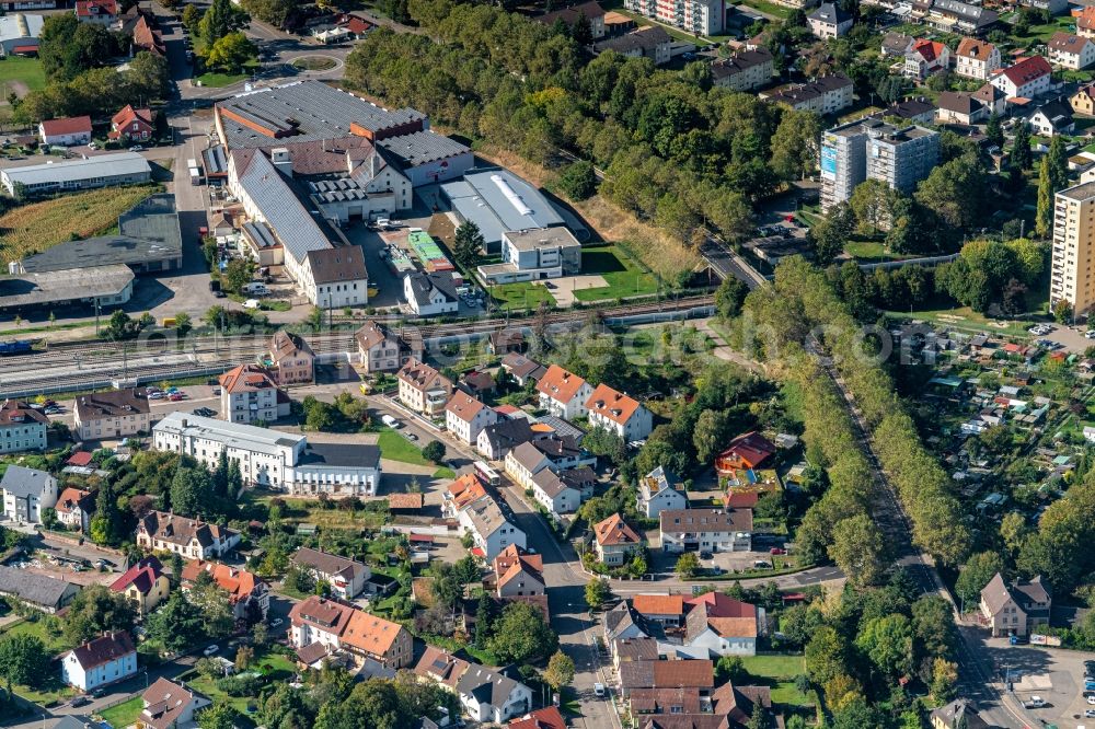 Lahr/Schwarzwald from above - City view on down town Entlang of Rheinstrasse in Lahr/Schwarzwald in the state Baden-Wurttemberg, Germany