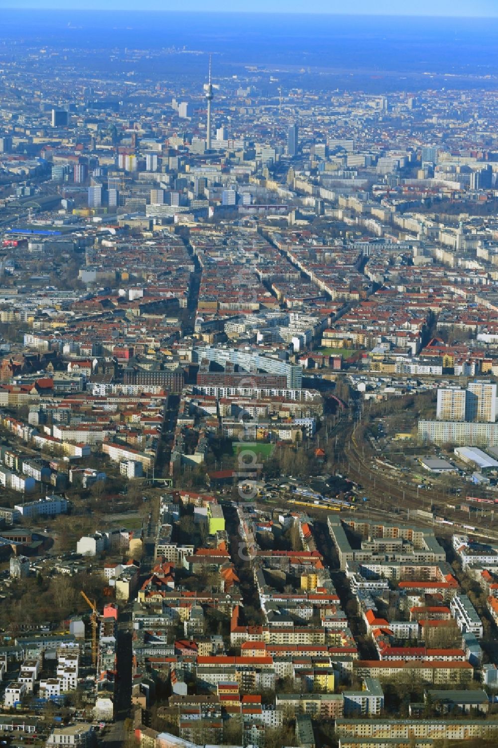 Berlin from above - City view on down town along the Wuehlischstrasse in Berlin, Germany