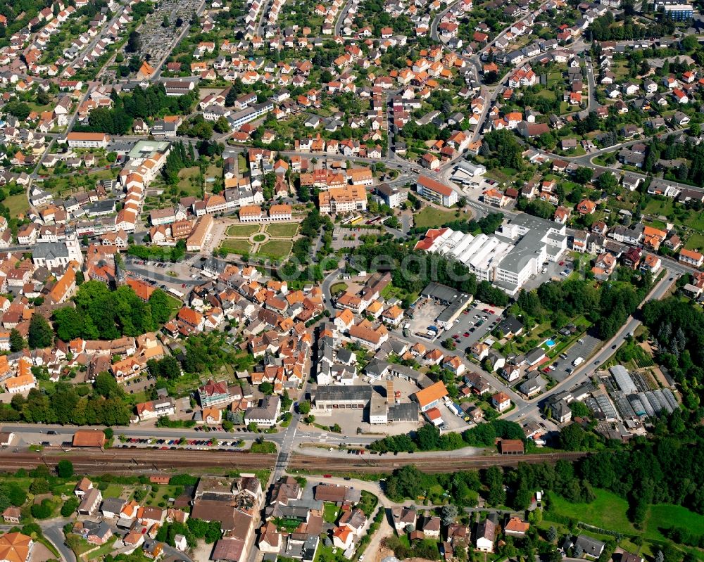 Erbach from above - City view on down town in Erbach Odenwaldkreis in the state Hesse, Germany