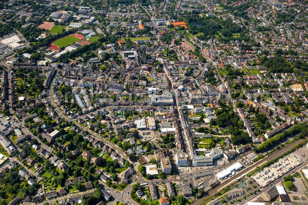 Erkelenz from the bird's eye view: City view of the city area of in Erkelenz in the state North Rhine-Westphalia