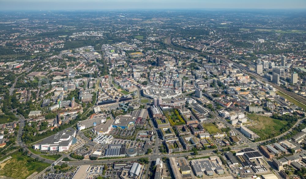 Aerial image Essen - City view of the city area of in Essen in the state North Rhine-Westphalia, Germany