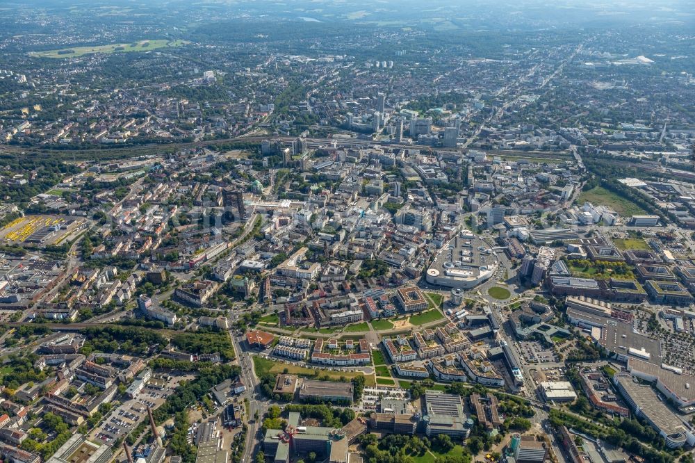 Essen from the bird's eye view: City view of the city area of in Essen in the state North Rhine-Westphalia, Germany