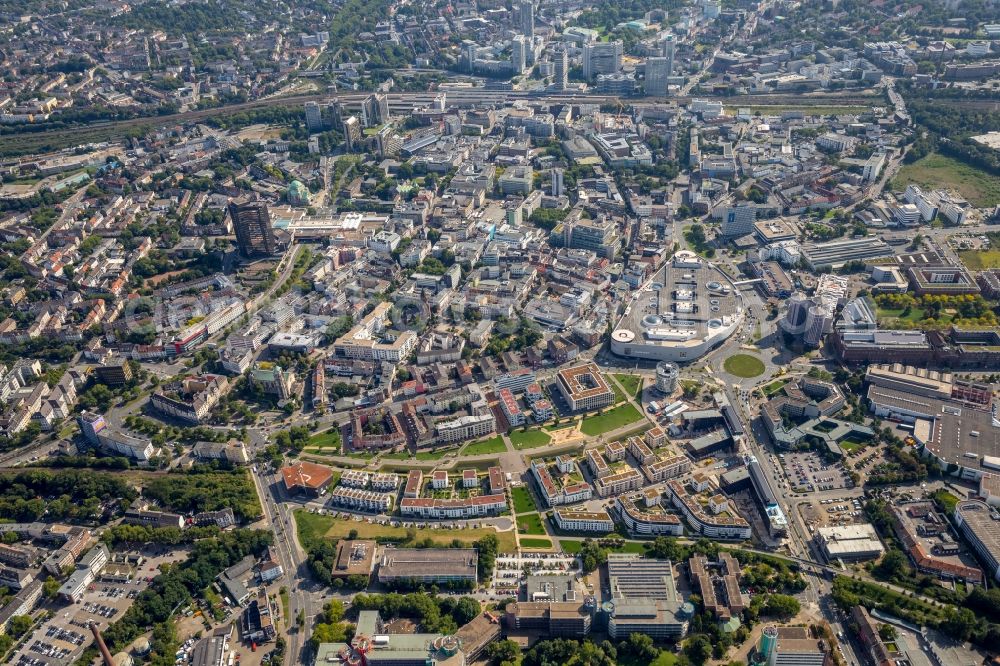 Aerial image Essen - City view of the city area of in Essen in the state North Rhine-Westphalia, Germany