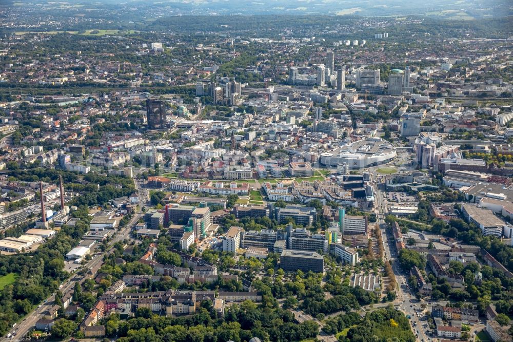 Aerial photograph Essen - City view of the city area of in Essen in the state North Rhine-Westphalia, Germany