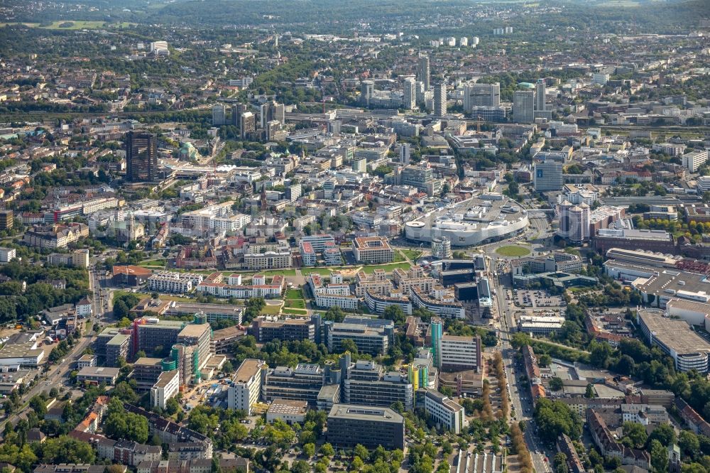 Essen from the bird's eye view: City view of the city area of in Essen in the state North Rhine-Westphalia, Germany