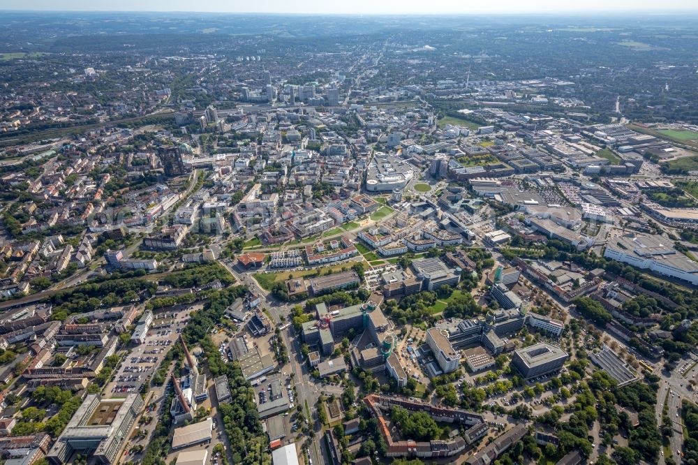 Aerial image Essen - City view of the city area of in Essen in the state North Rhine-Westphalia, Germany