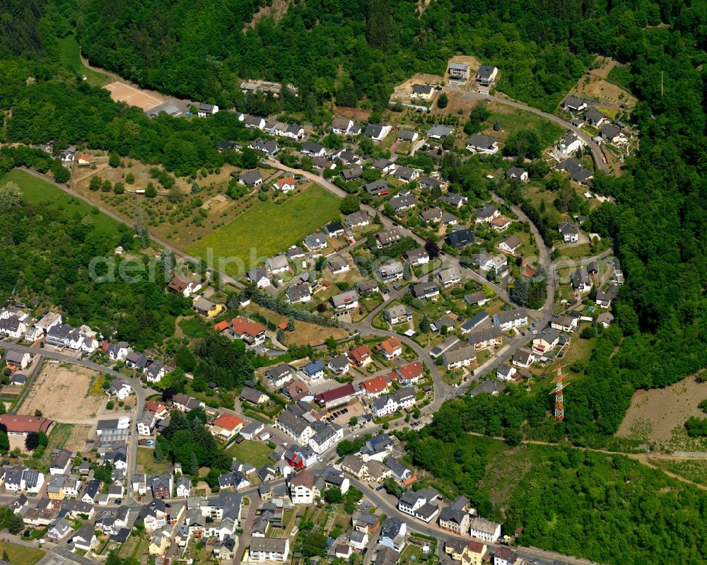 Aerial image Fachbach - City view from the center of in Fachbach in the state Rhineland-Palatinate