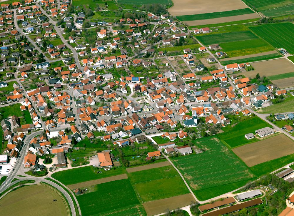 Aerial image Feldstetten - City view on down town in Feldstetten in the state Baden-Wuerttemberg, Germany