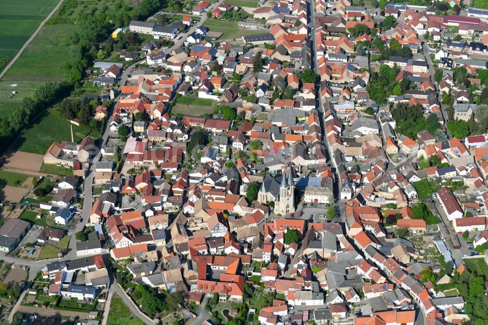 Aerial photograph Flonheim - City view of the city area of in Flonheim in the state Rhineland-Palatinate, Germany