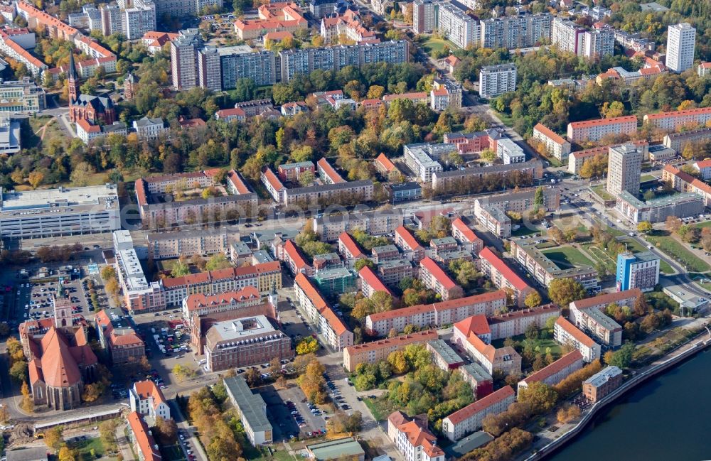 Aerial photograph Frankfurt (Oder) - City view on down town of Frankfurt (Oder) in the state Brandenburg, Germany