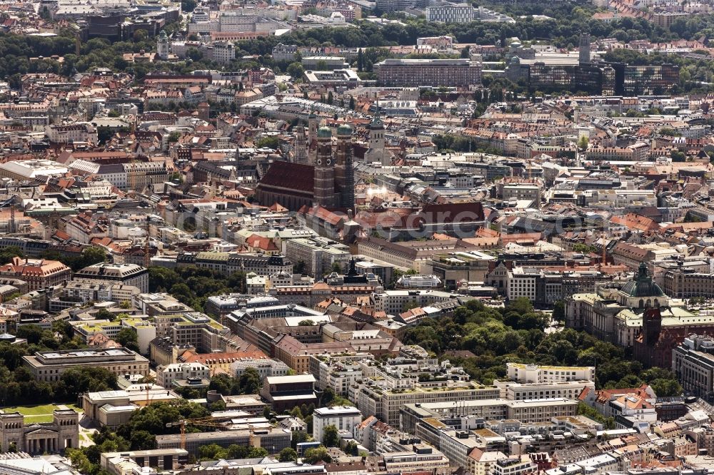 Aerial image München - City view on down town on Frauenkirche in Munich in the state Bavaria, Germany