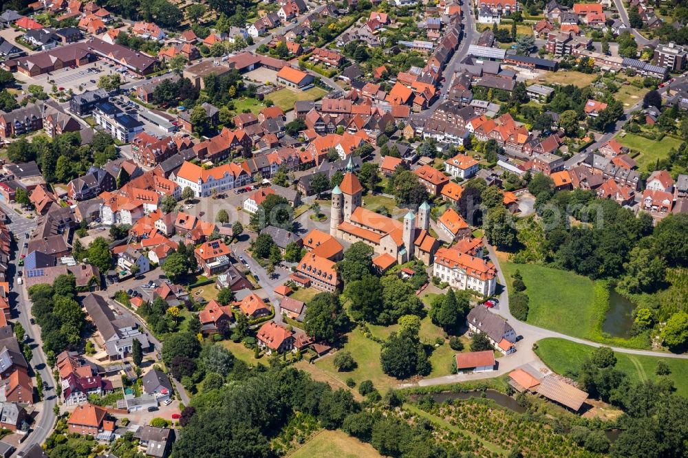 Freckenhorst from above - City view of the city area of in Freckenhorst in the state North Rhine-Westphalia, Germany