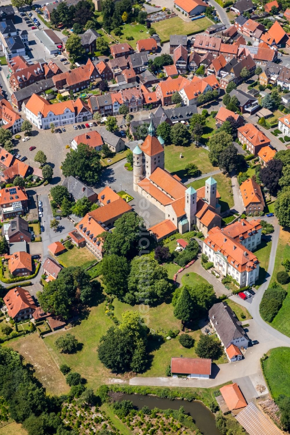 Aerial image Freckenhorst - City view of the city area of in Freckenhorst in the state North Rhine-Westphalia, Germany