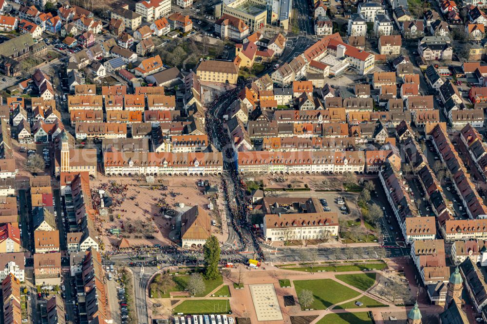 Freudenstadt from the bird's eye view: City view on down town in Freudenstadt at Schwarzwald in the state Baden-Wuerttemberg, Germany