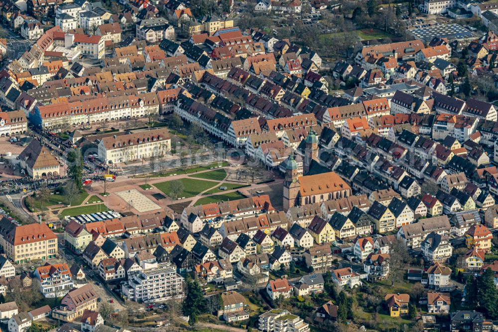 Aerial image Freudenstadt - City view on down town in Freudenstadt at Schwarzwald in the state Baden-Wuerttemberg, Germany