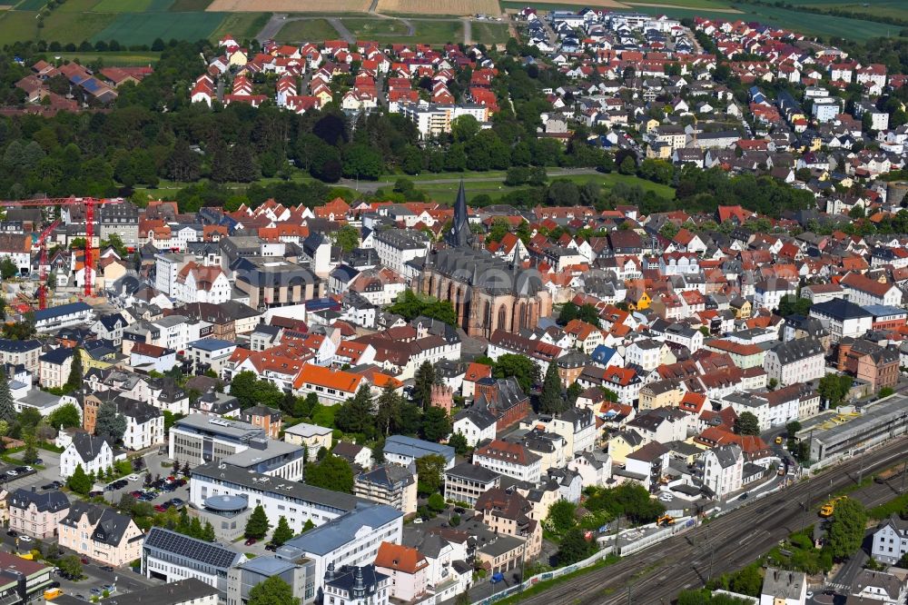 Aerial image Friedberg (Hessen) - City view on down town in Friedberg (Hessen) in the state Hesse, Germany