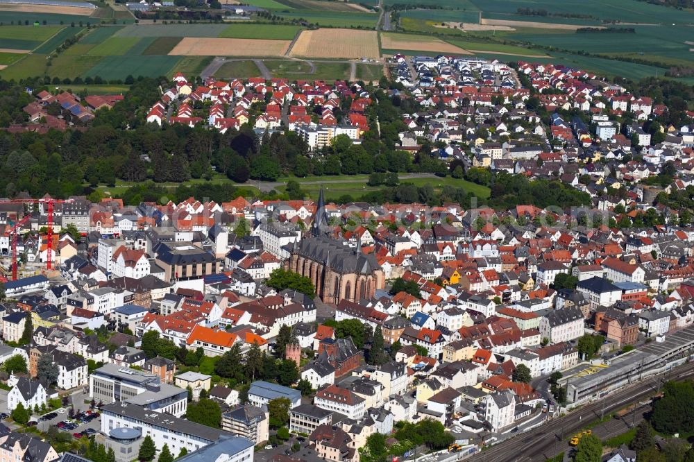 Aerial photograph Friedberg (Hessen) - City view on down town in Friedberg (Hessen) in the state Hesse, Germany