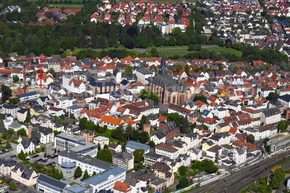 Friedberg (Hessen) from above - City view on down town in Friedberg (Hessen) in the state Hesse, Germany