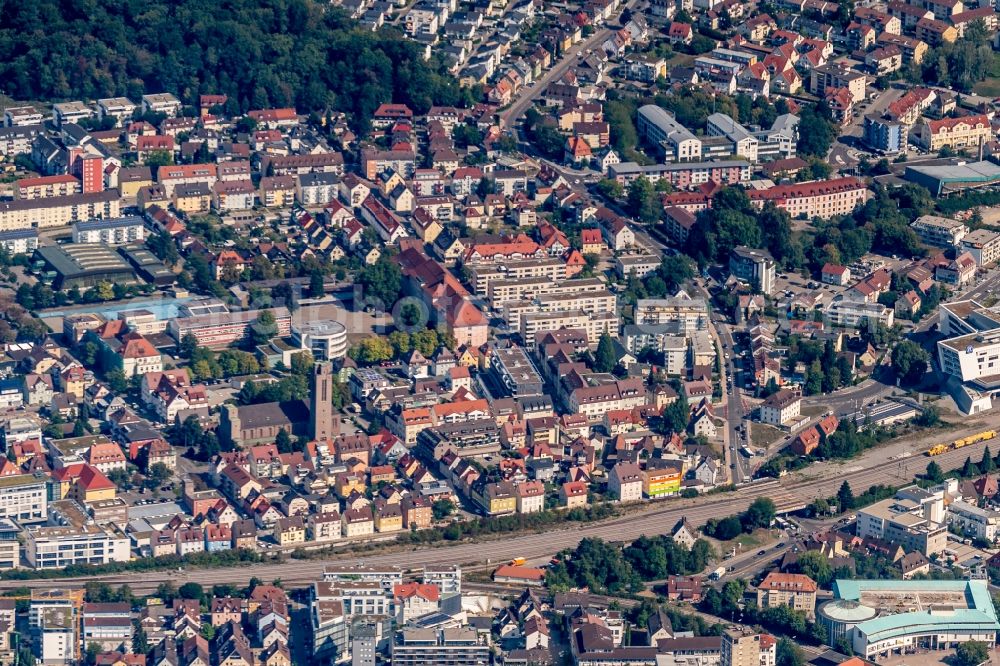 Aerial image Friedrichshafen - City view of the city area of in Friedrichshafen in the state Baden-Wurttemberg, Germany