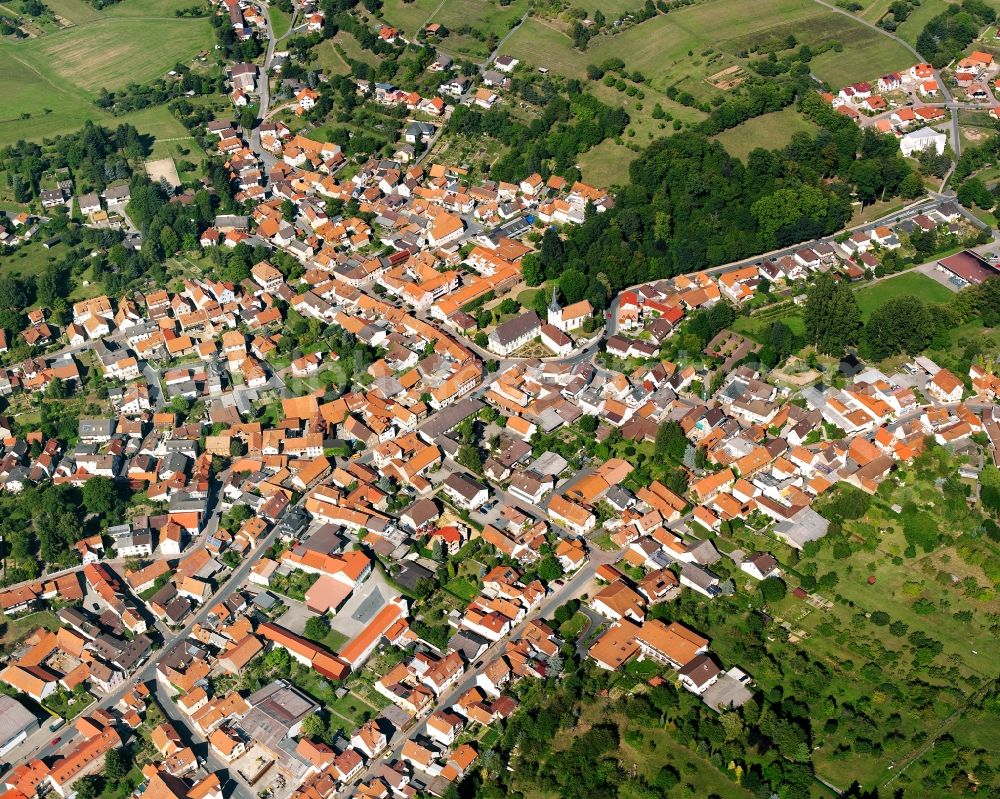 Aerial photograph Fränkisch-Crumbach - City view on down town in Fränkisch-Crumbach in the state Hesse, Germany