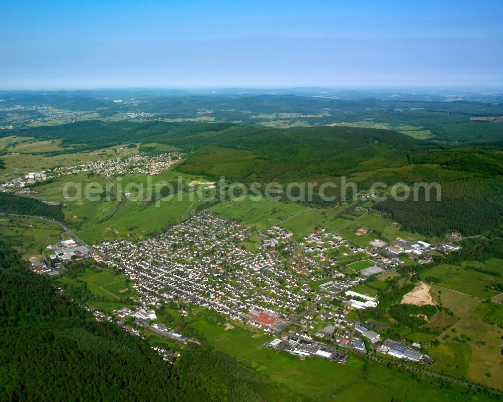 Aerial image Frohnhausen - City view on down town in Frohnhausen in the state Hesse, Germany