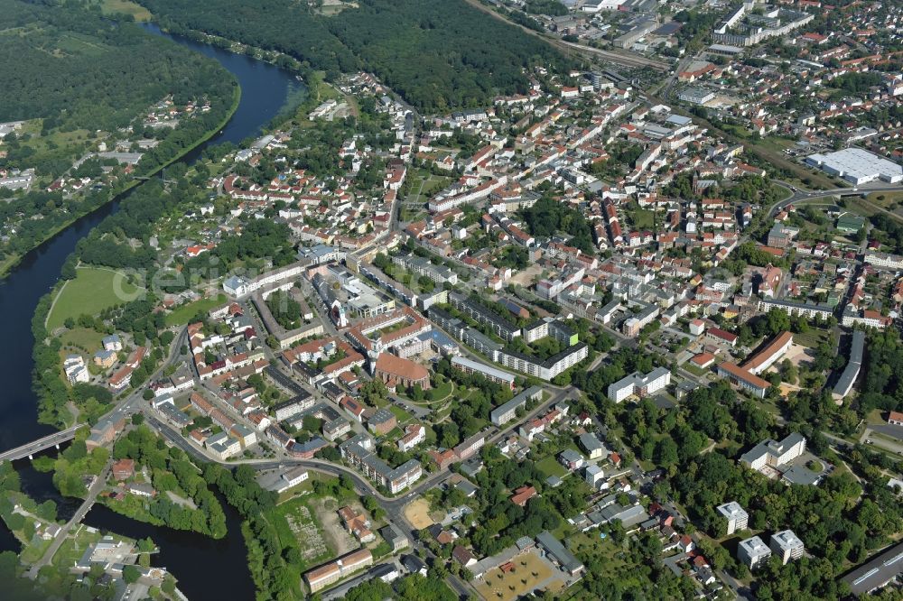 Fürstenwalde/Spree from the bird's eye view: City view of the city area of in Fuerstenwalde/Spree in the state Brandenburg