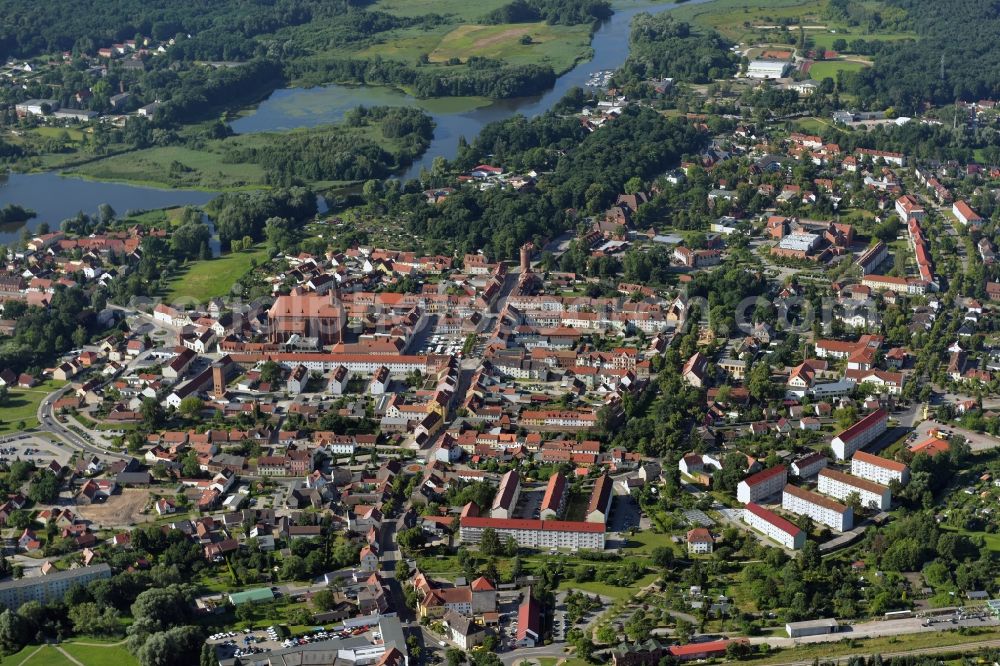 Aerial image Fürstenwalde/Spree - City view of the city area of in Fuerstenwalde/Spree in the state Brandenburg