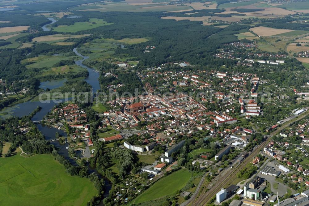 Aerial photograph Fürstenwalde/Spree - City view of the city area of in Fuerstenwalde/Spree in the state Brandenburg