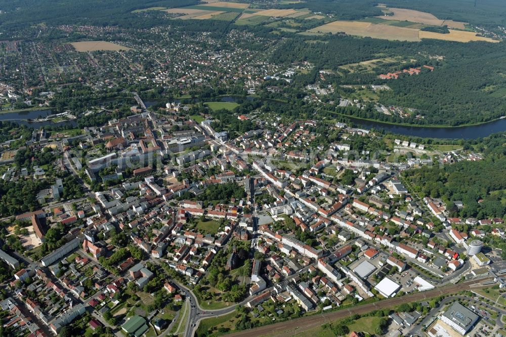 Fürstenwalde/Spree from the bird's eye view: City view of the city area of in Fuerstenwalde/Spree in the state Brandenburg