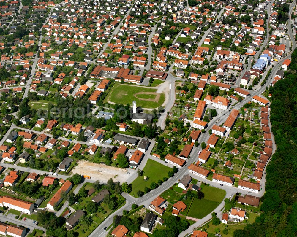 Garching an der Alz from the bird's eye view: City view on down town in Garching an der Alz in the state Bavaria, Germany