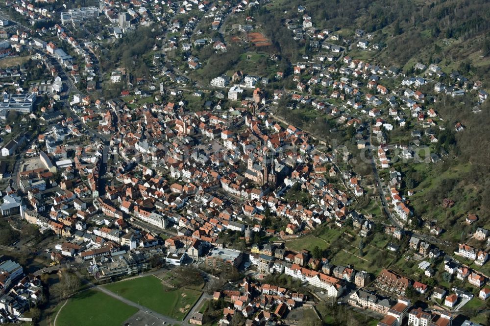 Gelnhausen from the bird's eye view: City view of the city area of Gelnhausen in the state Hesse