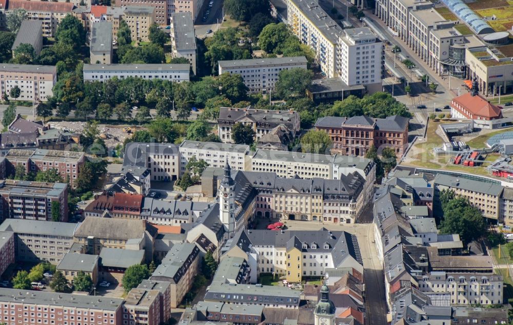 Gera from above - City view of the city area of in Gera in the state Thuringia