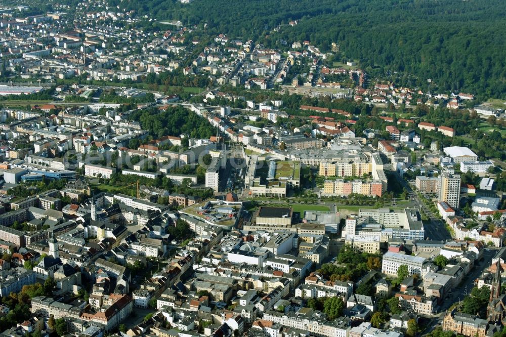 Gera from above - City view of the city area of in Gera in the state Thuringia, Germany