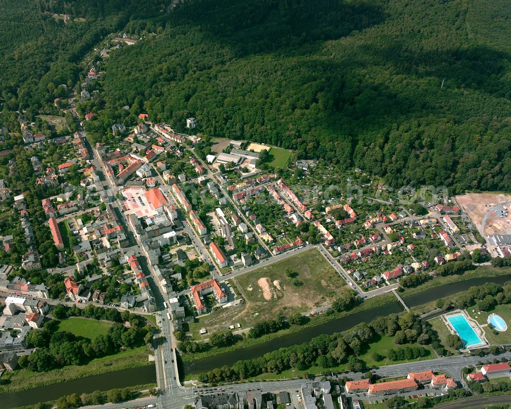 Aerial image Gera - City view on down town in Gera in the state Thuringia, Germany