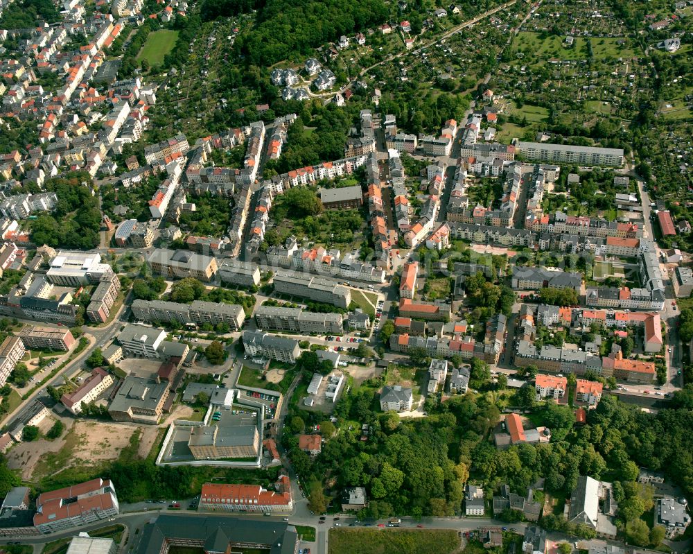 Gera from above - City view on down town in Gera in the state Thuringia, Germany