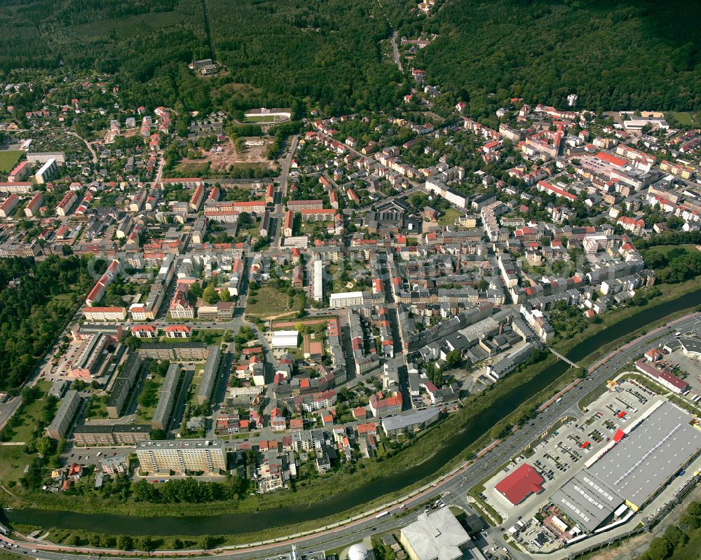 Gera from the bird's eye view: City view on down town in Gera in the state Thuringia, Germany