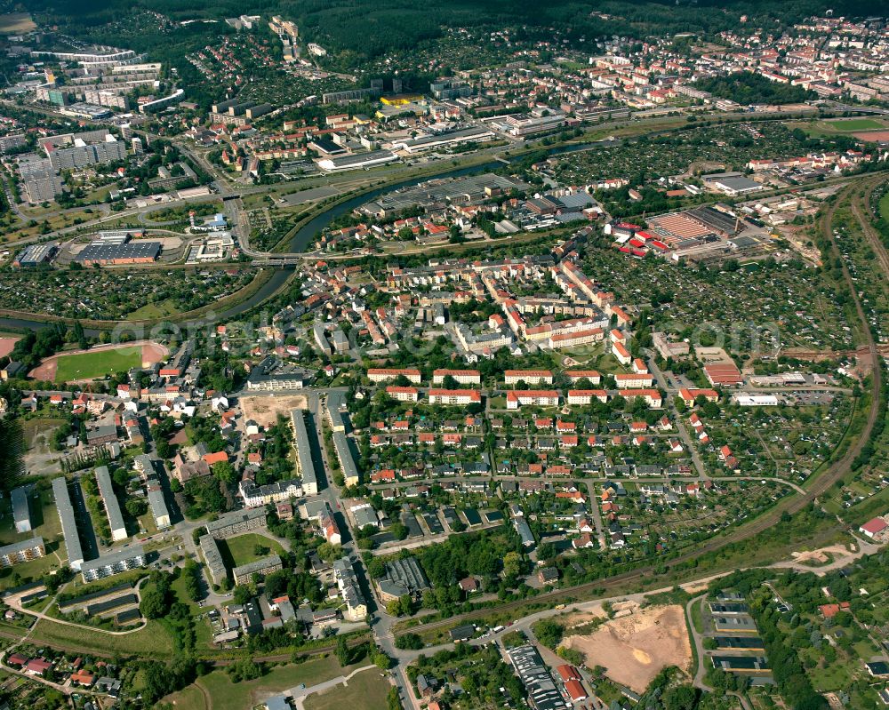 Aerial photograph Gera - City view on down town in Gera in the state Thuringia, Germany