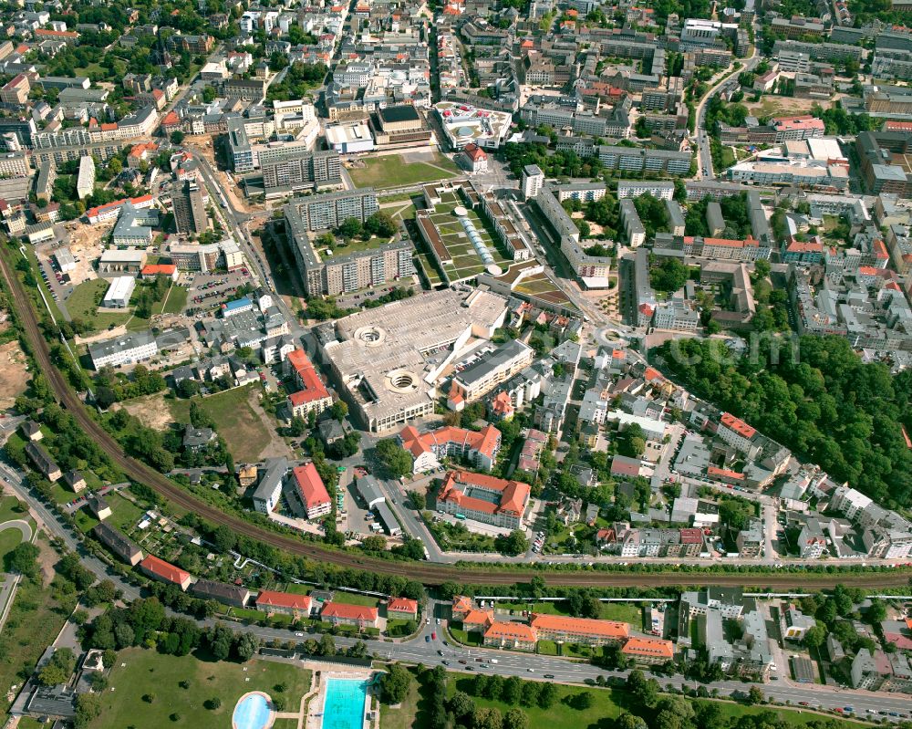 Gera from the bird's eye view: City view on down town in Gera in the state Thuringia, Germany