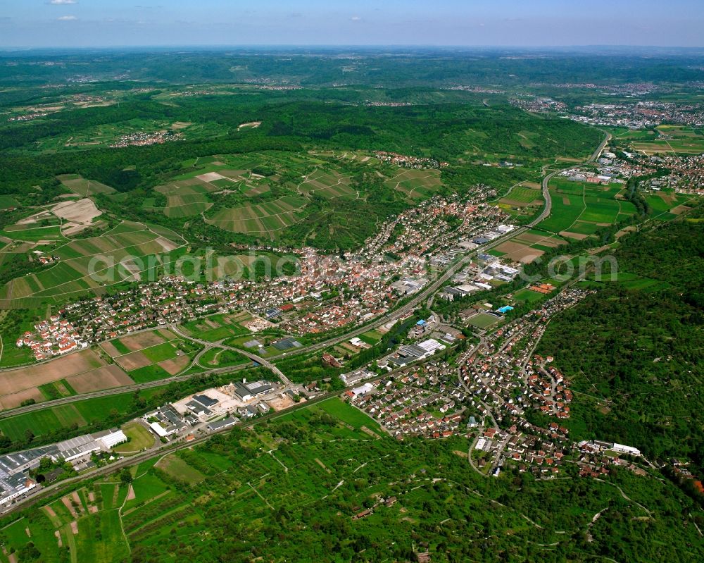 Aerial image Geradstetten - City view on down town in Geradstetten in the state Baden-Wuerttemberg, Germany