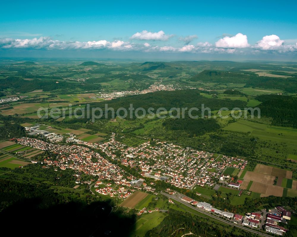 Aerial image Gingen an der Fils - City view on down town in Gingen an der Fils in the state Baden-Wuerttemberg, Germany